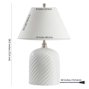 Serge Swirl 28.5" Ceramic Bohemian Glam LED Table Lamp - JONATHAN Y